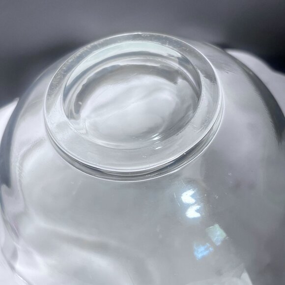 Mid Century Modern Clear Glass Bowl With Wavy Rim Hexagon Shaped Salad Bowl - Picture 4 of 7